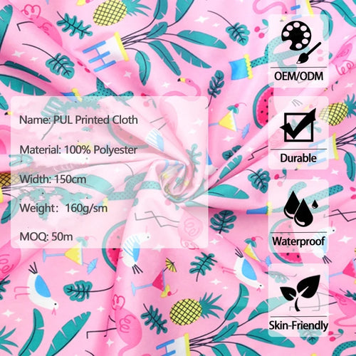 100X150CM Printed Fabric for Baby Diapers Waterproof Breathable TPU Laminated Fabric for DIY Storage Bag