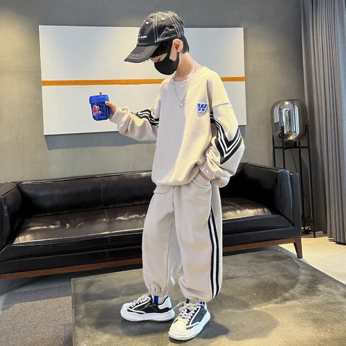 Boys Sportswear Sets 2025 New Fashion Kids Suits Spring Autumn Children Casual Pullovers Outfits Teenager Sports Top+Pants 2Pcs